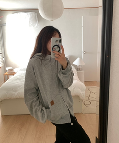 ミニレザーUSAハイネックフードジップアップ(5color) MELANGE