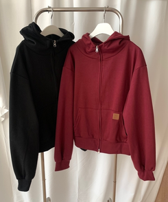 ミニレザーUSAハイネックフードジップアップ(5color)