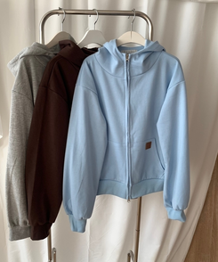 ミニレザーUSAハイネックフードジップアップ(5color)