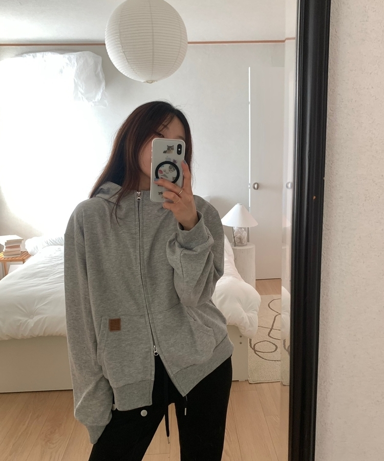 ミニレザーUSAハイネックフードジップアップ(5color) MELANGE