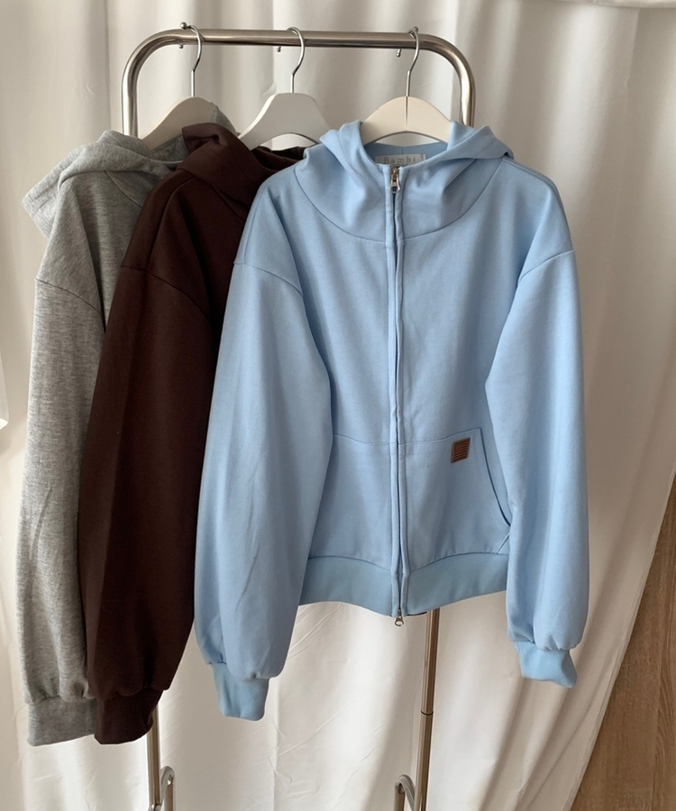 ミニレザーUSAハイネックフードジップアップ(5color)