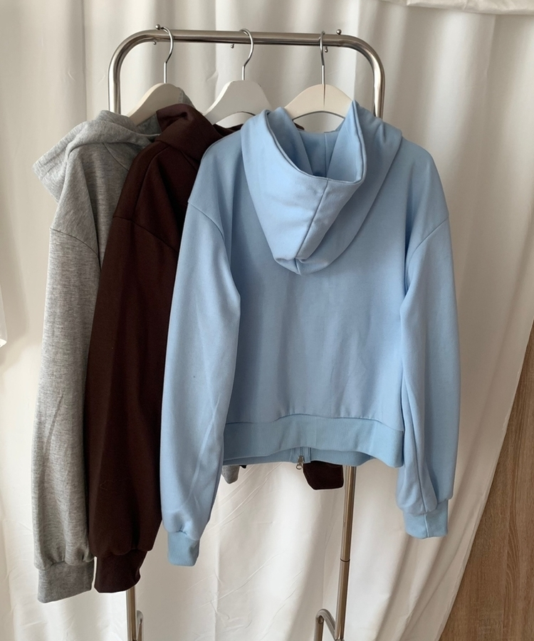 ミニレザーUSAハイネックフードジップアップ(5color)