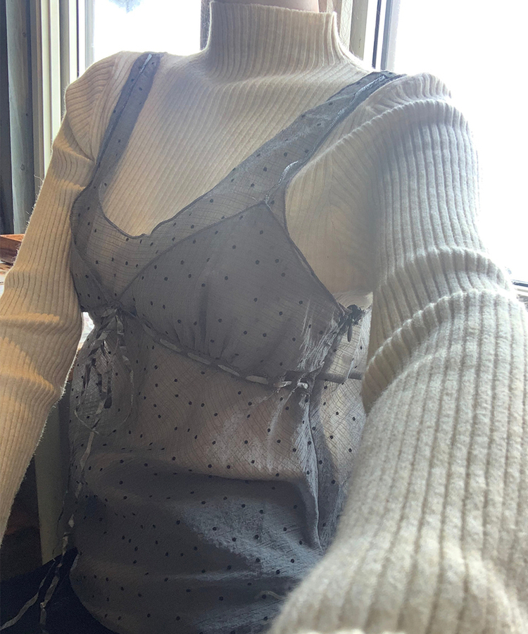 シースルードットキャミソール GRAY