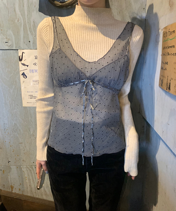 シースルードットキャミソール GRAY