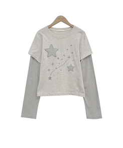 レイヤードスター刺繍長袖Tシャツ