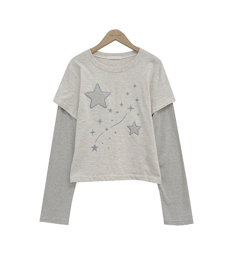 レイヤードスター刺繍長袖Tシャツ