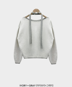 구름을 니트로 담는다면베스킨 배색 입술넥 니트 초커