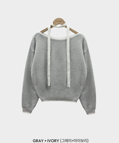 구름을 니트로 담는다면베스킨 배색 입술넥 니트 초커