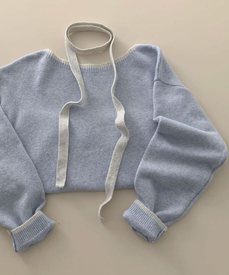 구름을 니트로 담는다면베스킨 배색 입술넥 니트 초커