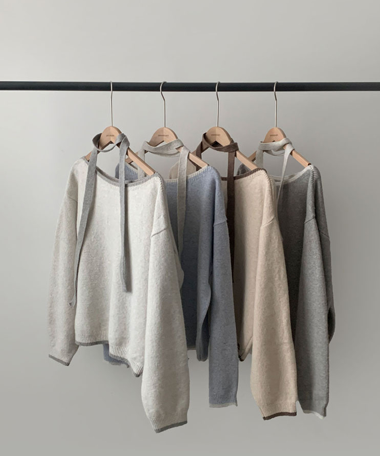 구름을 니트로 담는다면베스킨 배색 입술넥 니트 초커