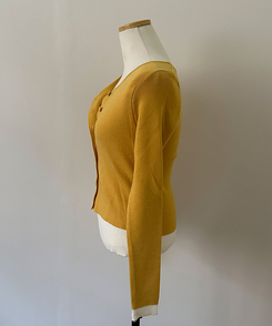 미닛 이중 레이어드 싸개단추 골지 가디건