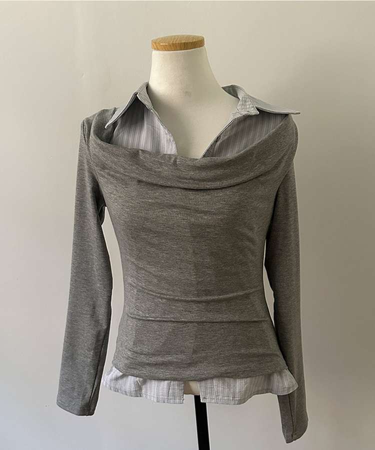 사라 셔츠 드레이프 레이어드 티셔츠