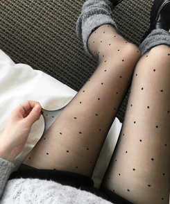 ドットシースルースリムストッキング BLACK