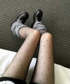 ドットシースルースリムストッキング BLACK