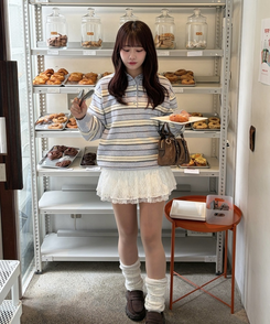 ボーダーポロニット SKY BLUE