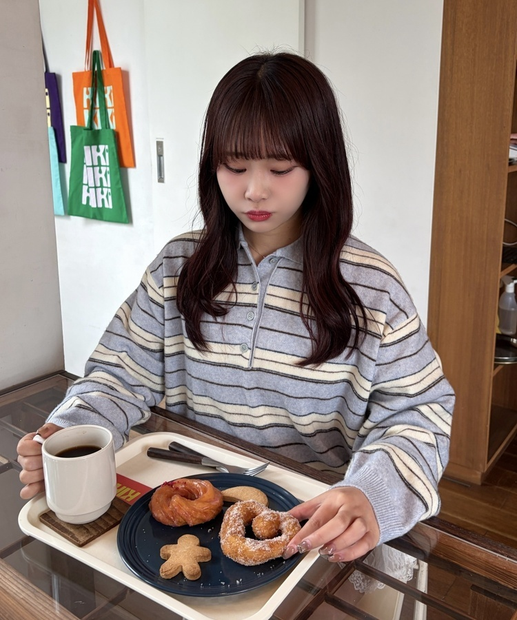 ボーダーポロニット SKY BLUE