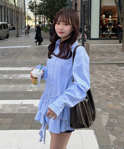 ストライプフリルデザインシャツ SKY BLUE