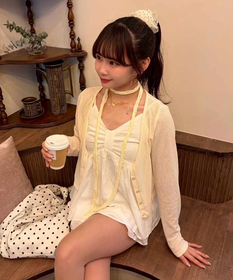 리본 쉬폰 뷔스티에 아이보리