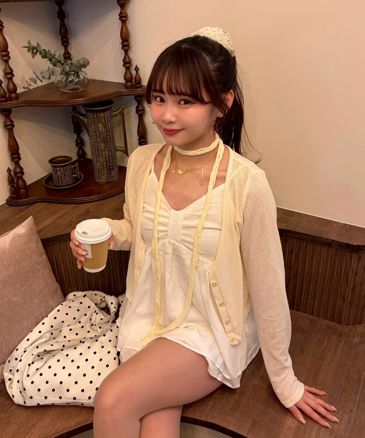 리본 쉬폰 뷔스티에 아이보리