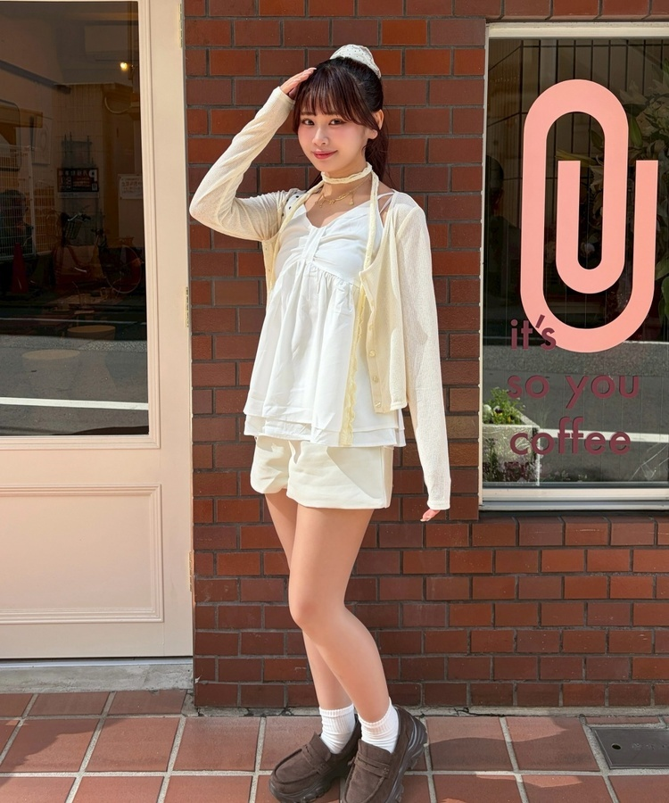 리본 쉬폰 뷔스티에 아이보리