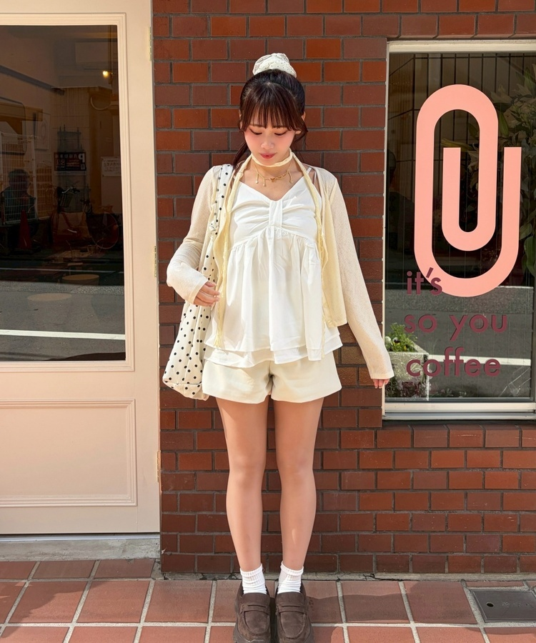 리본 쉬폰 뷔스티에 아이보리