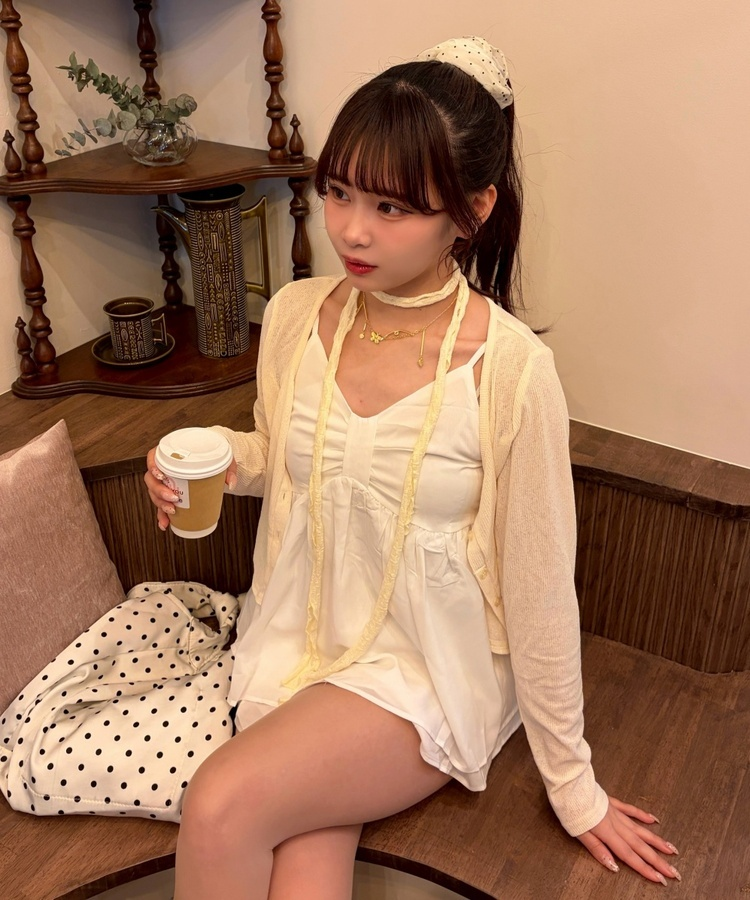 리본 쉬폰 뷔스티에 아이보리