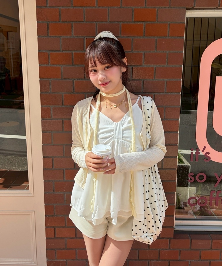 리본 쉬폰 뷔스티에 아이보리