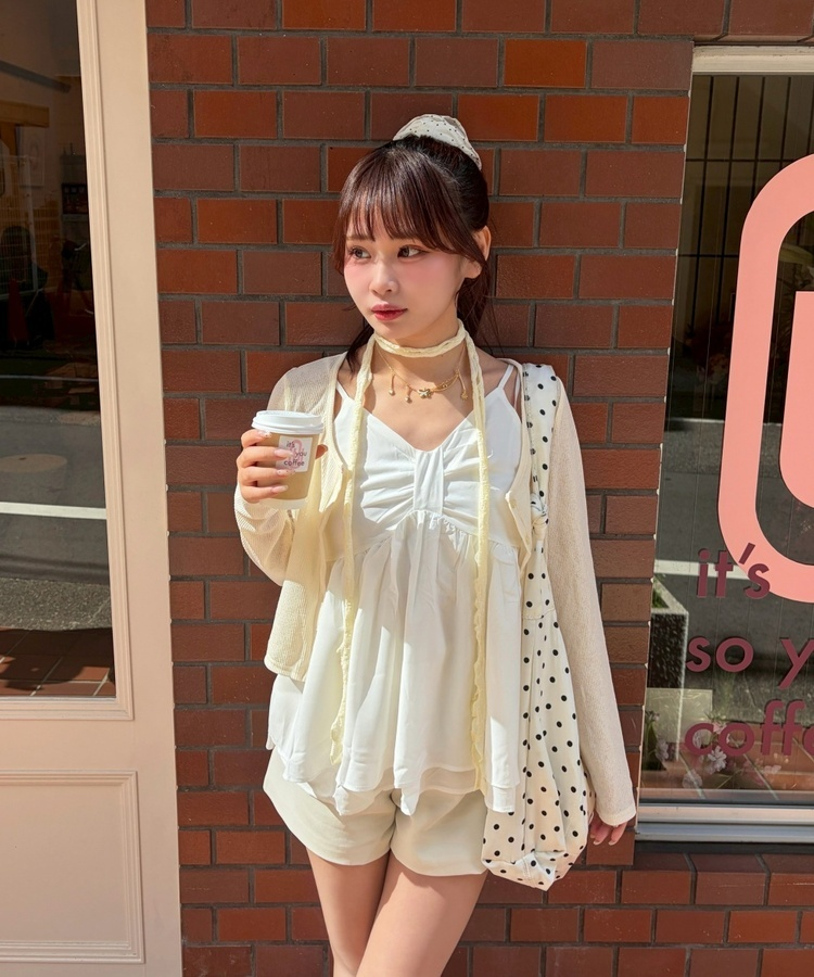 리본 쉬폰 뷔스티에 아이보리