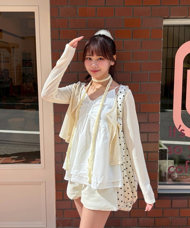 리본 쉬폰 뷔스티에 아이보리