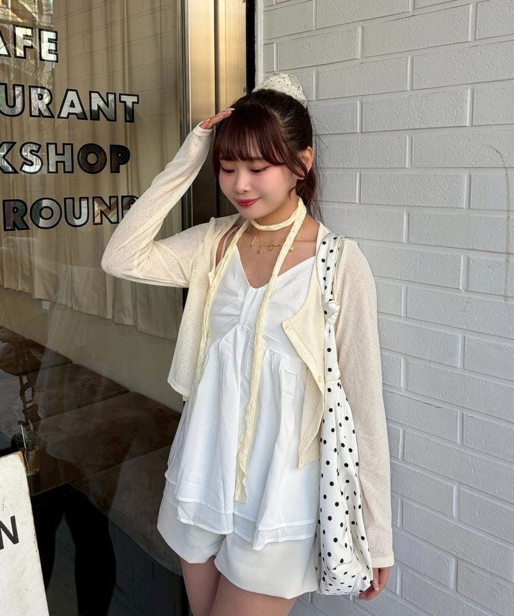 리본 쉬폰 뷔스티에 아이보리