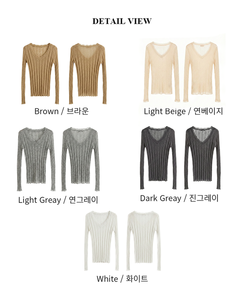 シースルーリブVネックニット(5color)