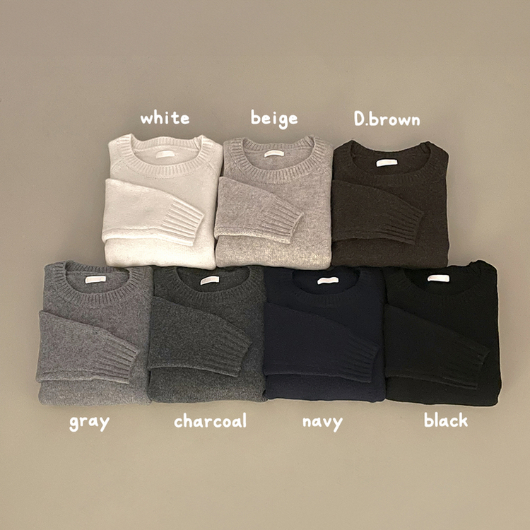 시보리 짱짱한 왕도톰 오버핏 무지 울 아방핏 라운드니트