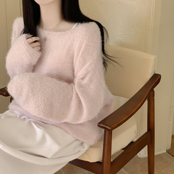 パステルアンゴラボートニット PINK