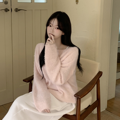 パステルアンゴラボートニット PINK