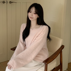 パステルアンゴラボートニット PINK