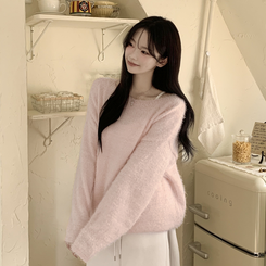 パステルアンゴラボートニット PINK