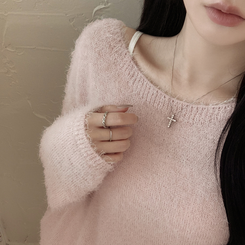 パステルアンゴラボートニット PINK