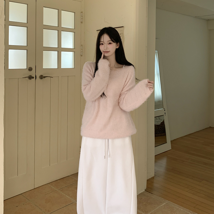 パステルアンゴラボートニット PINK