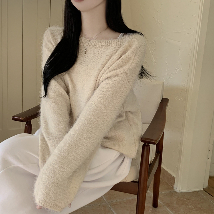 パステルアンゴラボートニット IVORY