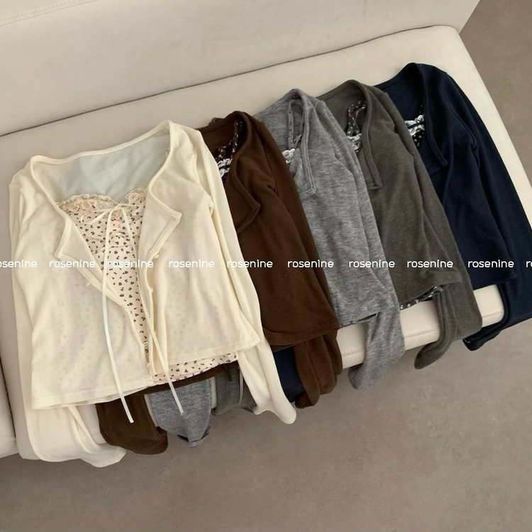 태리 잔꽃 나시 민소매 콩단추 크롭 라운드넥 가디건 세트 투피스 봄 봄옷 플라워 벚꽃 가을 가을옷 모리걸