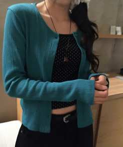 ラウンドパンチングカーディガン TEAL