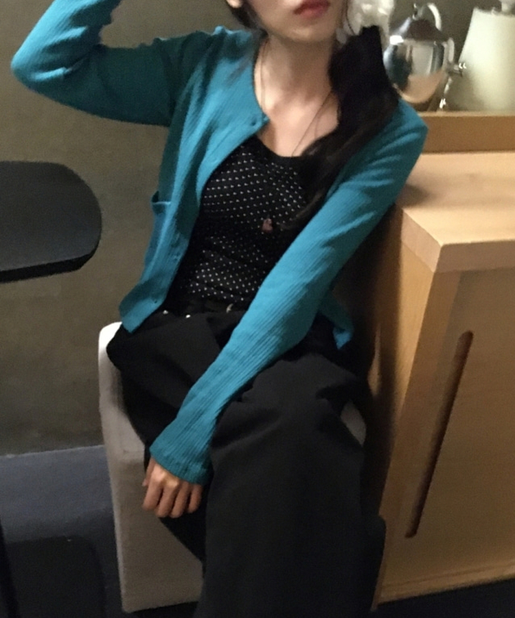 ラウンドパンチングカーディガン TEAL