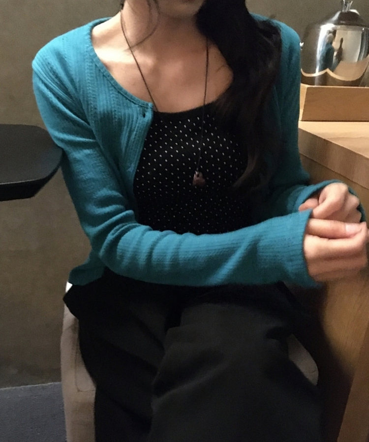 ラウンドパンチングカーディガン TEAL