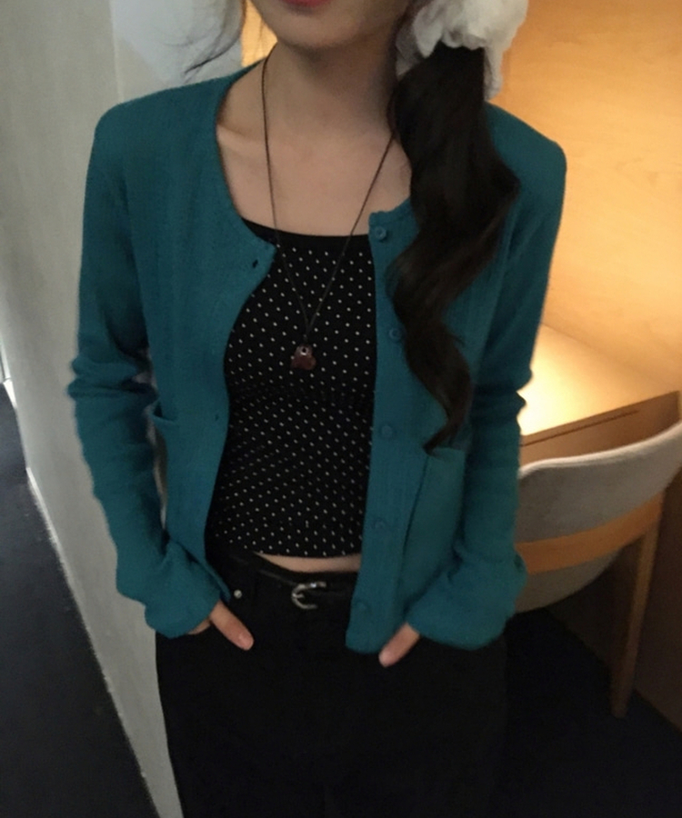ラウンドパンチングカーディガン TEAL
