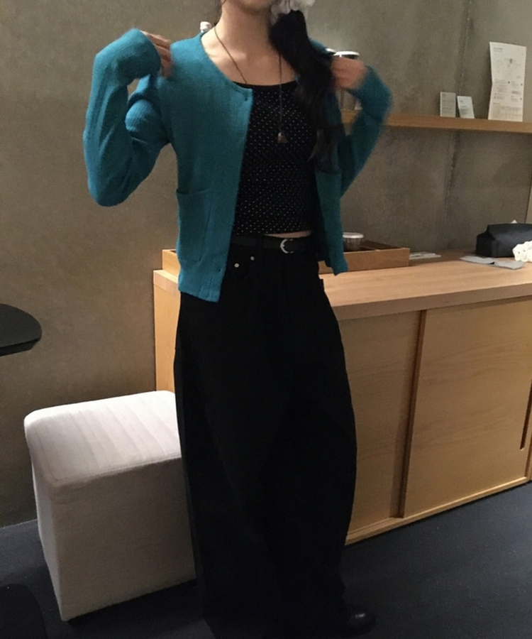 ラウンドパンチングカーディガン TEAL