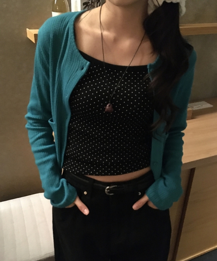 ラウンドパンチングカーディガン TEAL