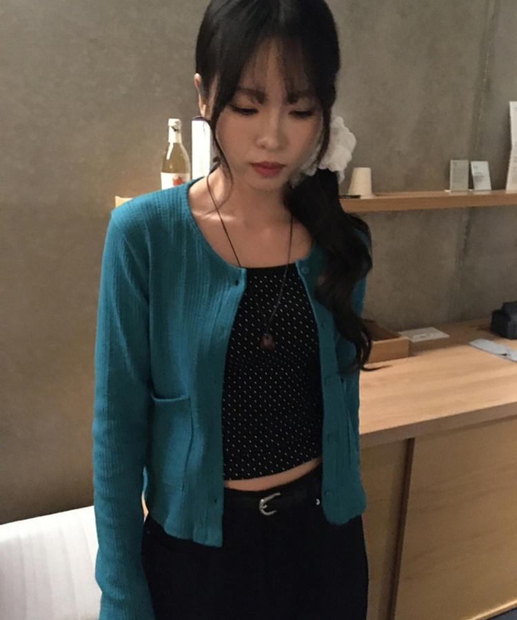 ラウンドパンチングカーディガン TEAL