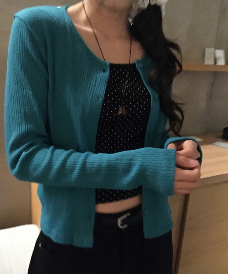 ラウンドパンチングカーディガン TEAL
