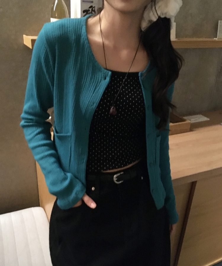 ラウンドパンチングカーディガン TEAL