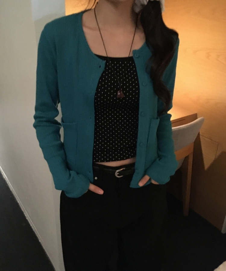 ラウンドパンチングカーディガン TEAL